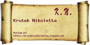 Krutek Nikoletta névjegykártya